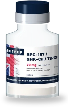BPC-157 / GHK-Cu / TB-500 blend research peptide vial